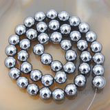 Natural Smooth Hematite Round Gemstone Loose Beads on a 15.5" Strand