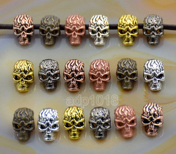 Skull Solid Metal Finding Connector Spacer Charm Beads 10 Pcs