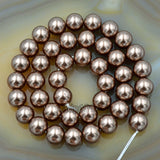Czech Smoked Topaz Satin Luster Glass Pearl Round Beads on a 15.5" Strand