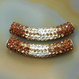 Curved Tube Czech Crystal Rhinestones Spacer Pave Connector Charm Beads (Multiple Colors)
