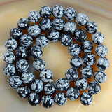 Natural Snow Flake Jasper Round Loose Beads on a 15.5" Strand