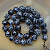 Faceted Natural Snow Flake Jasper Gemstone Round Loose Beads on a 15.5" Strand