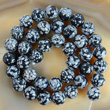 Natural Snow Flake Jasper Round Loose Beads on a 15.5" Strand