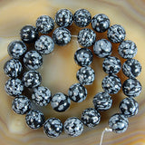 Natural Snow Flake Jasper Round Loose Beads on a 15.5" Strand