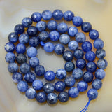 Faceted Natural Sodalite Gemstone Round Loose Beads on a 15.5" Strand