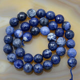 Faceted Natural Sodalite Gemstone Round Loose Beads on a 15.5" Strand