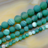 Matte Natural Striated Stripe Agate Gemstone Round Loose Beads on a 15.5" Strand