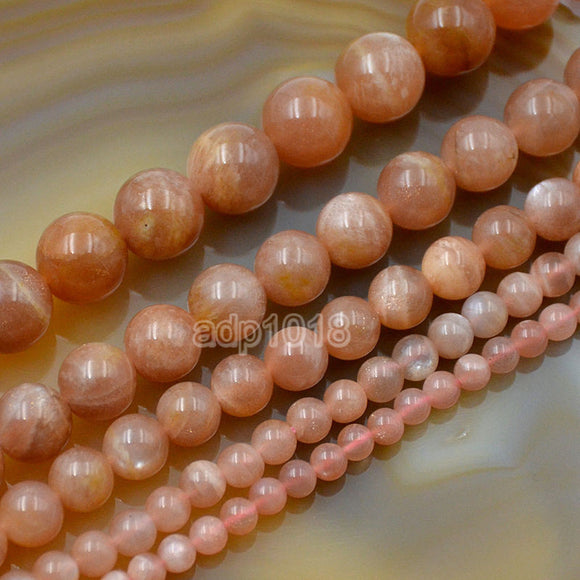 Natural Sun Stone Gemstone Round Loose Beads on a 15.5