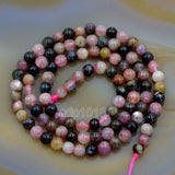 Natural Multi-Color Tourmaline Gemstone Round Loose Beads on a 15.5" Strand