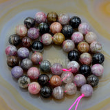 Natural Multi-Color Tourmaline Gemstone Round Loose Beads on a 15.5" Strand