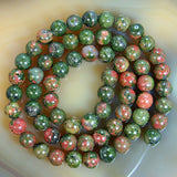 Natural Unakite Jasper Gemstone Round Loose Beads on a 15.5" Strand