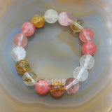 Natural Colorful Volcano Cherry Quartz Gemstone Beads Stretch Bracelet Healing Reiki