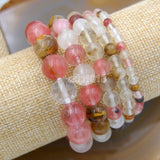 Natural Colorful Volcano Cherry Quartz Gemstone Beads Stretch Bracelet Healing Reiki