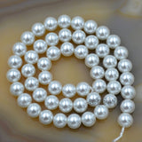 Czech White Satin Luster Glass Pearl Round Beads on a 15.5" Strand