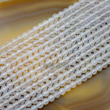 Faceted Natural White Agate Gemstone Round Loose Beads on a 15.5" Strand