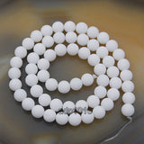 Matte Natural White Alabaster Gemstone Round Loose Beads on a 15.5" Strand