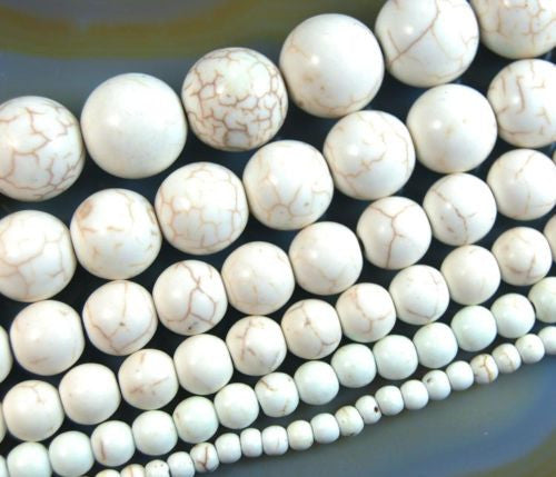 White Howlite Turquoise Round Loose Beads on a 15.5
