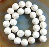 White Howlite Turquoise Round Loose Beads on a 15.5" Strand