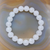 Natural White Jade Gemstone Beads Stretch Bracelet Healing Reiki
