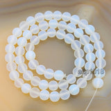Matte White Opalite Gemstone Round Loose Beads on a 15.5" Strand