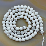Faceted Natural White Turquoise Gemstone Round Loose Beads on a 15.5" Strand