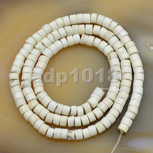 White Turquoise Heishi Gemstone Round Loose Beads on a 15.5" Strand