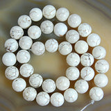 White Turquoise Round Loose Beads on a 15.5" Strand