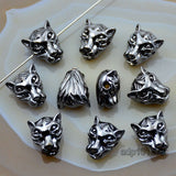 Animal Head Wolf Solid Metal Finding Connector Spacer Charm Beads 10 Pcs