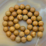 Natural Wood Grain Jasper Gemstone Round Loose Beads on a 15.5" Strand