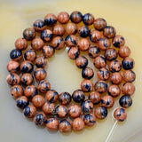 Natural Yellow Blue Sandstone Gemstone Round Loose Beads on a 15.5" Strand