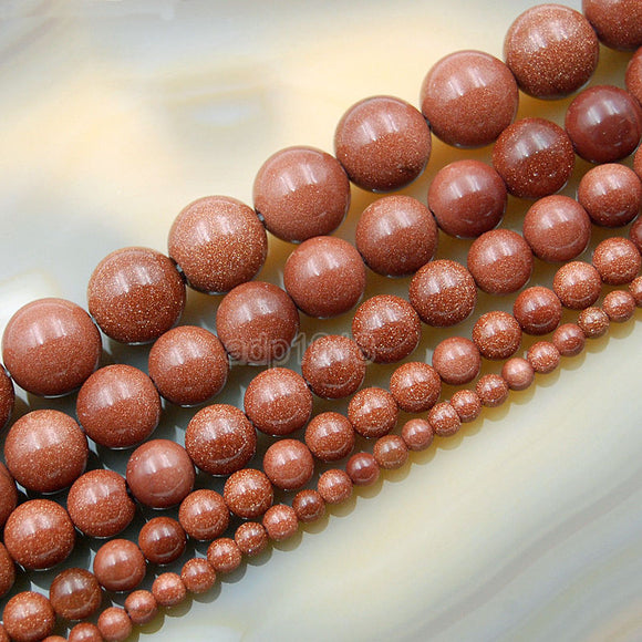 Natural Golden Sandstone Round Loose Beads on a 15.5