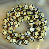 Faceted Natural Yellow Tibetan Mystical Old Agate Gemstone Round Loose Beads on a 15.5" Strand