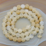 Matte Natural Yellow Volcano Quartz Gemstone Round Loose Beads on a 15.5" Strand