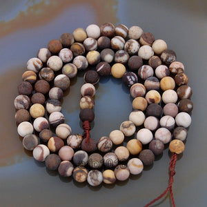 Matte Natural Australia Zebre Jasper Gemstone Round Loose Beads on a 15.5" Strand