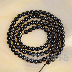 Natural Black Tourmaline Gemstone Round Beads 15.5“ 4mm 6mm 8mm 10mm 12mm A Grad