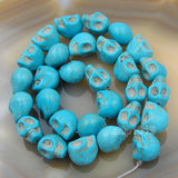 Howlite Turquoise Carved Skull Loose Spacer Beads 16“ Pick