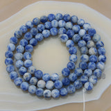 Matte Natural Blue Spot Jasper Gemstone Round Loose Beads on a 15.5" Strand