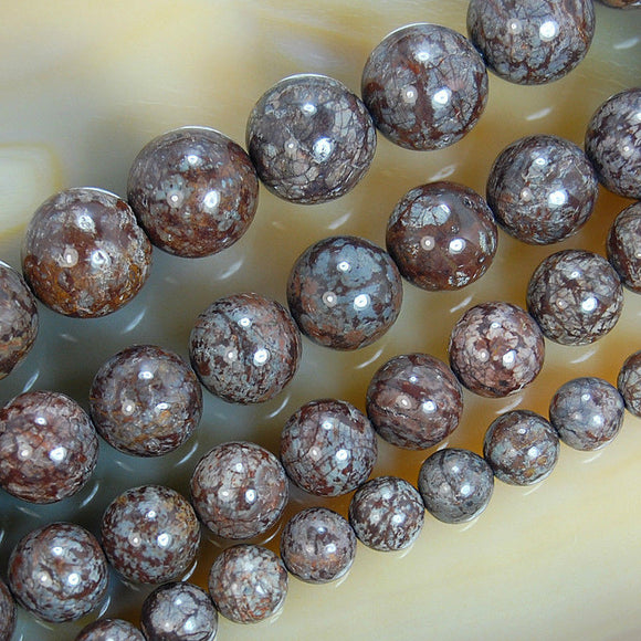Natural Coffee Jasper Gemstone Round Loose Beads on a 15.5