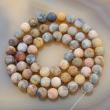Matte Natural Crazy Lace Agate Gemstone Round Loose Beads on a 15.5" Strand