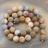 Matte Natural Crazy Lace Agate Gemstone Round Loose Beads on a 15.5" Strand