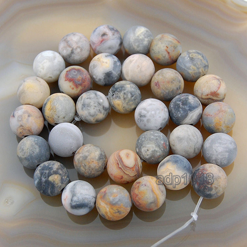 thumbnail image 2 of Yellow Crazy Lace Agate Matte Round Beads – 4mm To 15.5mm, 15.5" Strand 2 of 3
