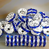 Czech Crystal Rhinestones Spacer Silver Rondelle Connector Charm Beads 100 Pcs (Colored)
