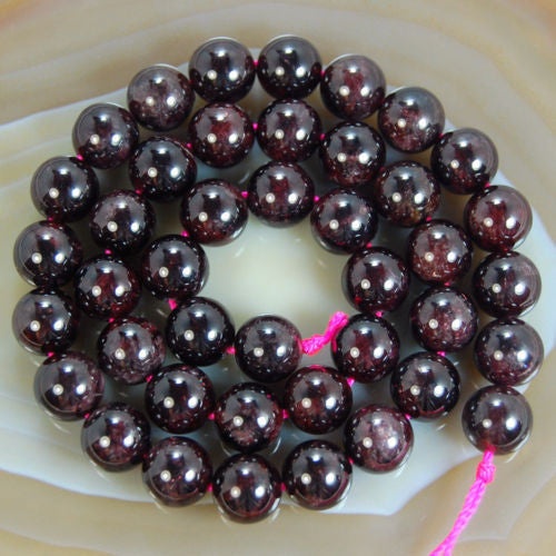  GEM-Inside Natural 8mm Dark Red Garnet Gemstone Smooth Round  Stone Loose Beads Crystal Energy Stone Power for Jewelry Making 15