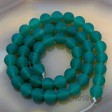 Matte Natural Green Agate Gemstone Round Loose Beads on a 15.5" Strand