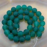 Matte Natural Green Agate Gemstone Round Loose Beads on a 15.5" Strand