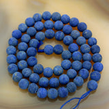 Matte Natural Lapis Lazuli Gemstone Round Loose Beads on a 15.5" Strand