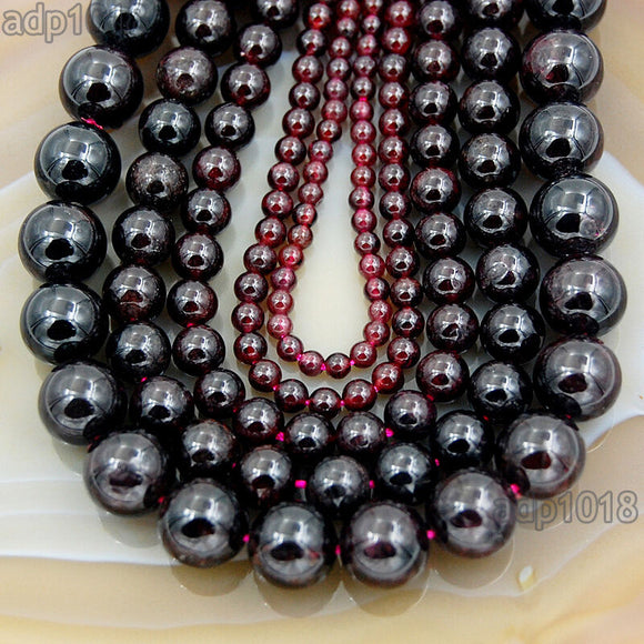 Natural Red Garnet Gemstones Round Beads 15