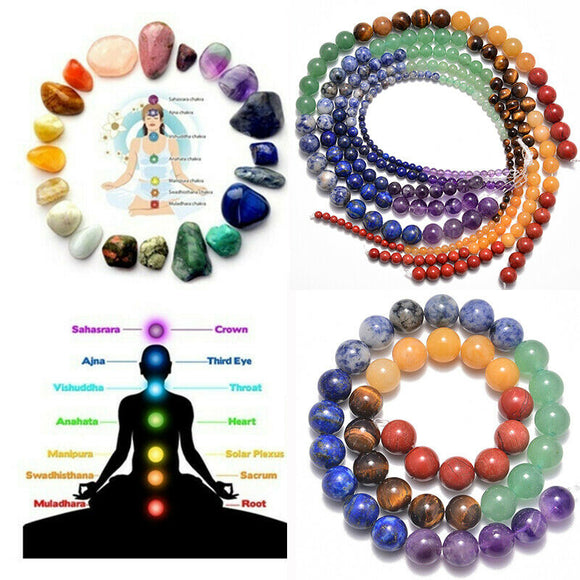 Healing Reiki 7 Chakras Yoga Natural Gemstone Round Beads 16
