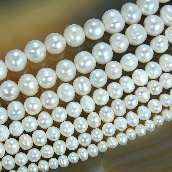 Natural Freshwater White Pearl Round Beads 14