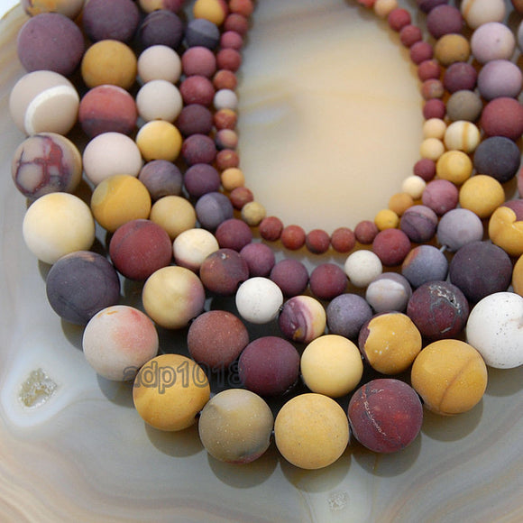 Matte Natural Moukaite Jasper Gemstone Round Loose Beads on a 15.5
